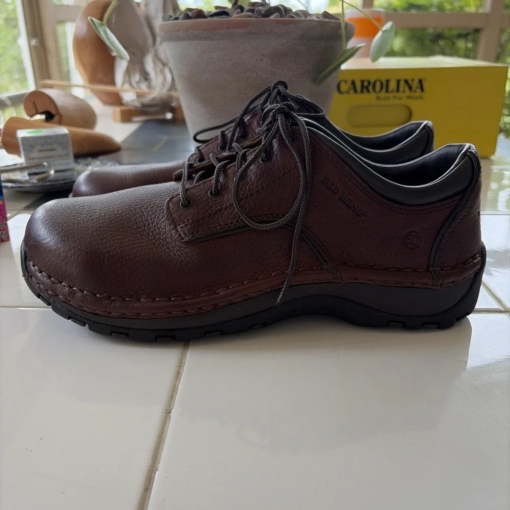 Red Wing 6704 Oxford Shoes Mens 8D Brown Leather Steel Toe Oil Slip Resistant E4